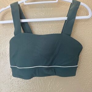 All in Motion Dark Green Sports Bra with White Trim